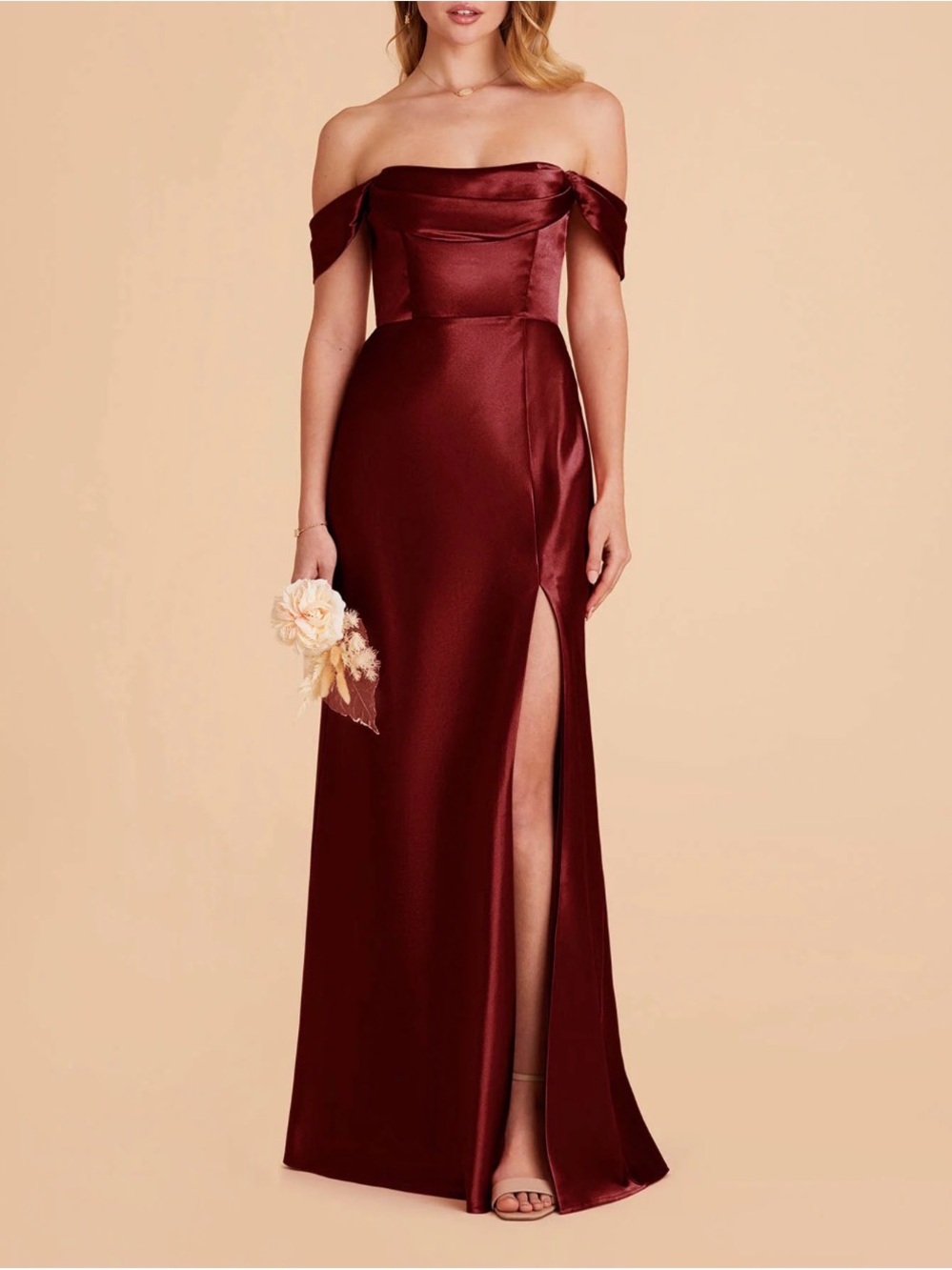 Birdy Grey Mia Maxi Dress Formal Gown Bridesmaid Satin Cabernet XL Wedding Party